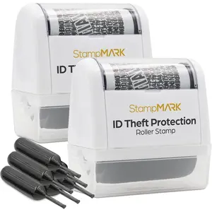 2-Pack Protection Stamp Identity Theft - Roller Stamps with Six Replacement Ink Tubes
