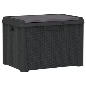 vidaXL Patio Storage Box with Seat Cushion, Storage Chest with Lid, Garden Storage Box, Outdoor Blanket Box, Storage Case, Anthracite PP 364211
