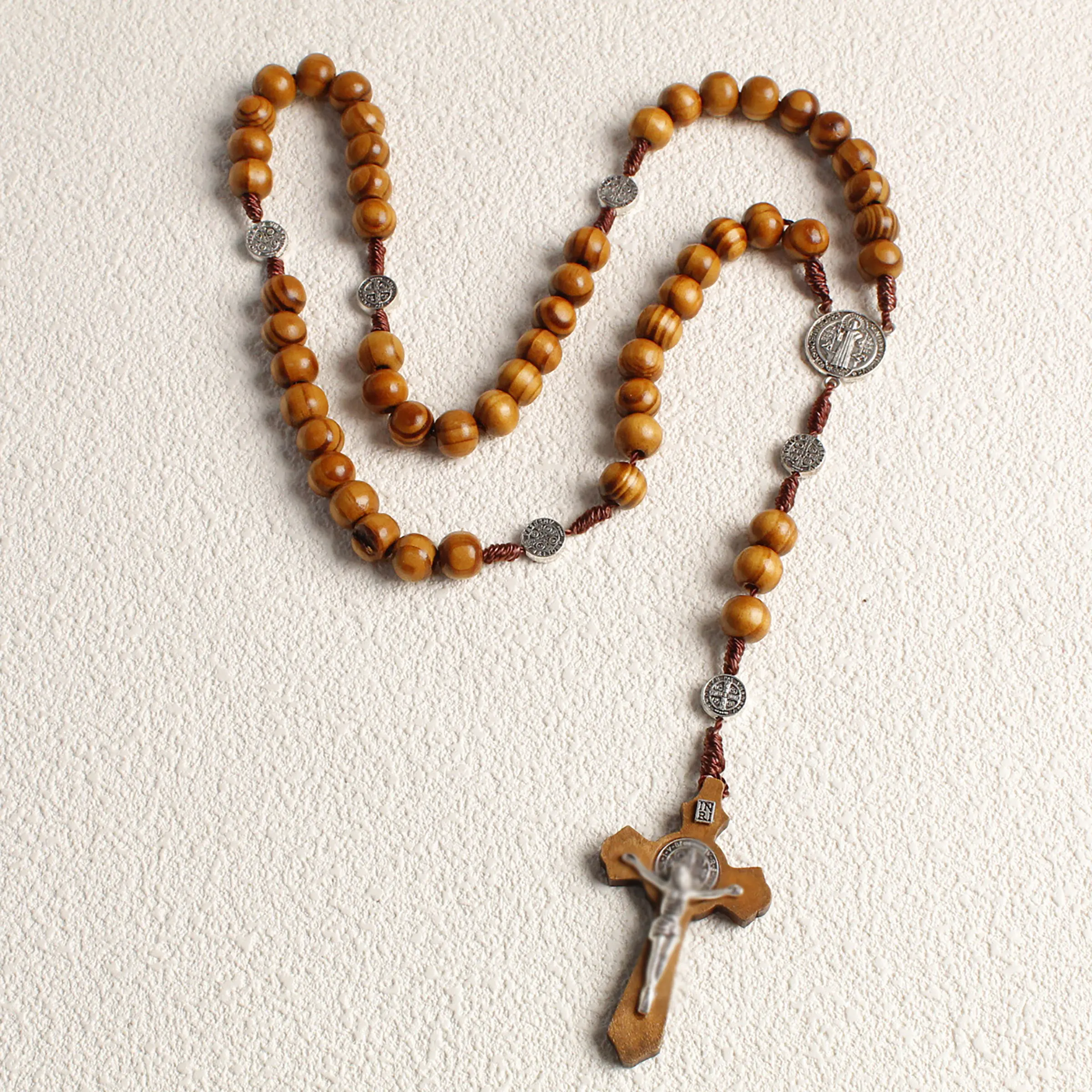 Wooden Beaded Cross Pendant Necklace, Handmade Long Chain Prayer Beads, DIY Jewelry Making Supplies, Coptic Cross Necklace, Religious Gift Idea, Faith Necklace, Cross Chain Design, Religious Symbol Jewelry