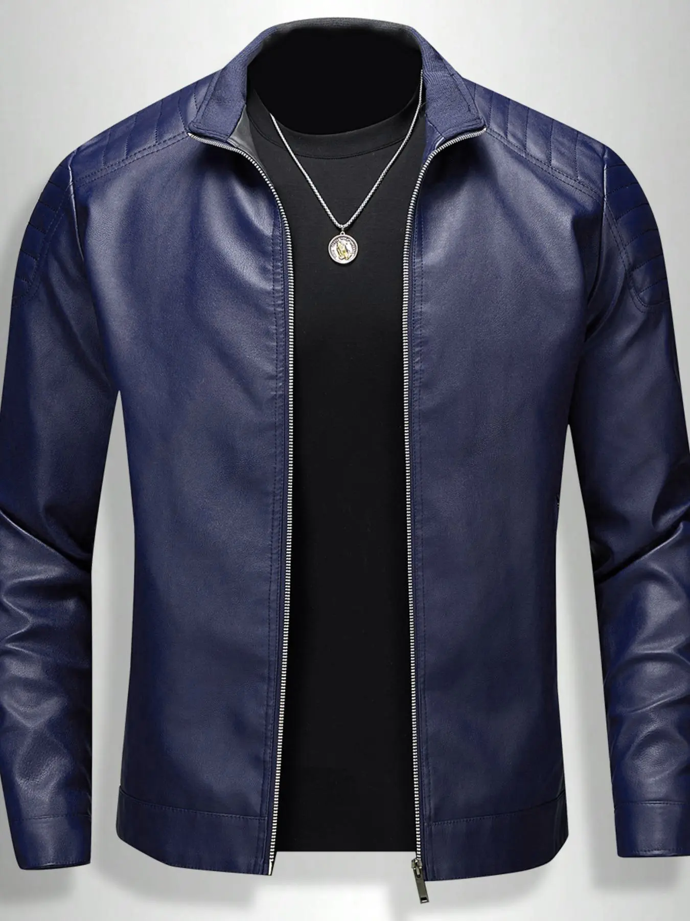 Men's Fashion Leather Jacket Classic Biker Style, Spring & Fall Casual Trendy Outerwear, Large Size Versatile Coat, Stylish Men's Clothing