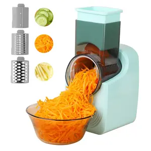 Multi-Function Electric Cheese Grater Slicer Shredder, Vegetable Slicer Salad Maker Fruit Cutter, Food Processor Spiralizer Stainless Steel Blade Easy Clean Randomly Shipped in White or Green Home Kitchen Essential