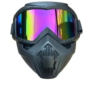 Skull Harley Motorcycle Helmet Windshield Visor Detachable Adjustable Retro Style Outdoor Cycling Glasses for Off-Road Motorbike Protection