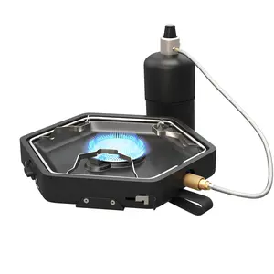 8600/17000 BTU 1-Burner Propane Stove Portable Camping Stove with Carry Strap, Backpacking Camp Stove for Outdoor Cooking, Flick-Style Ignition, Temperature Control, Power for Camping BBQ& More