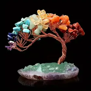 Crystal Money Tree with Agate Base, Feng Shui Gemstone Bonsai Decor, Colorful Crystal Tree for Home & Office, Room Decoration