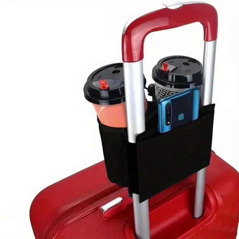 Luggage Travel Cup Holder Durable Free Hand Travel Luggage Drink Bag Travel Cup Holder Storage Bag Fits All Suitcase Handles Travel Accessories Durable Travel Accessory
