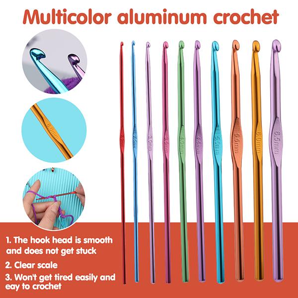 Harxvto 96Pcs Crochet Needles Set with Storage Case Ergonomic Knitting Hooks Stitch Marker DIY Hand Knitting Craft Art Tools for Beginners