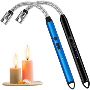 2 Pack Electric Candle Lighter, Cool Rechargeable, Plasma, Arc, Grill, USB, Windproof, Flameless, with Flexible Neck Lighters. Ideal For Candles, With BBQs, For Camping, For Kitchen, For Fireplace, For Fireworks, etc.