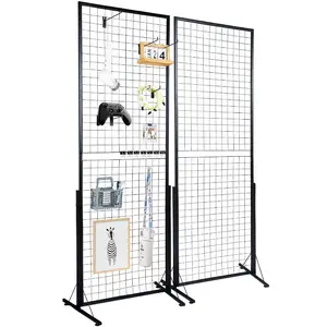 VEVOR 2x 5.6 in Grid Wall Panels, 2 Packs Wire Gridwall Display Racks Tower with T-Base, Floorstanding Double Side Gridwall Panels, Retail Display with Extra Clips and Hooks for Art Craft ShowsVEVOR Super Brand Day
