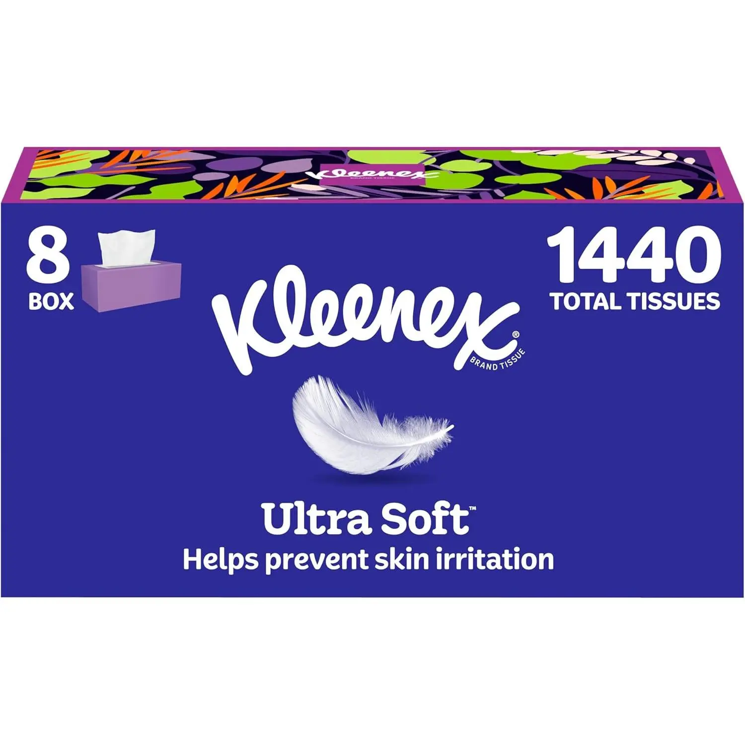 Kleenex Ultra Soft Facial Tissues, 8 Flat Boxes, 180 Tissues per Box, 3-Ply, Packaging May Vary