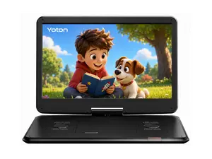 Yoton 17.5" Portable DVD Player with 15.6" HD Swivel Screen for for Kids Elderly, 6 Hours Working Time with Built-in Battery, Dual Stereo Speakers, USB/SD/TV Sync/Multiple Disc Formats, Black