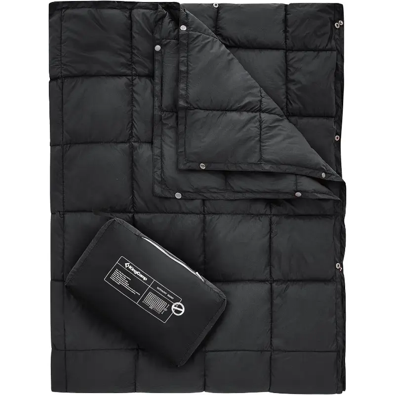 Ultra-Lightweight Puffy Camping Blanket, Insulating All-Season Nylon Blend Quilt with Snap Buttons for Backpacking and Travel