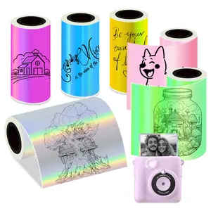 2Rolls 57mm Holographic Thermal Paper | Multicolor Options (silvery/Golden/Purple/Blue/Pink/Green) for Flash Labels, Thank You Cards, Promotional Wholesale Prices, Compatible with C9/X5/X6/C15/C19 Printers, Adhesive Stickers