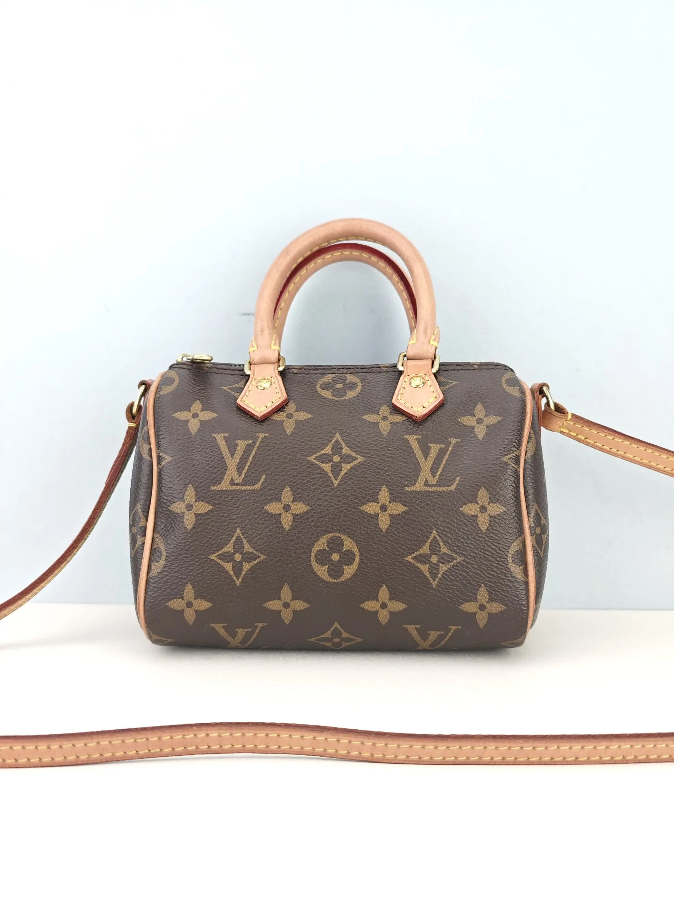 Pre-owned Monogram coated canvas Shoulder bags Louis Vuitton Nano Speedy Bandoulière Monogram Canvas Bag【TR4200】