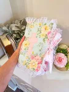 Sweet Spring Floral Bible Cover | Pink Paisley Bow Closure | Christian Gifts | Bible Study Tools