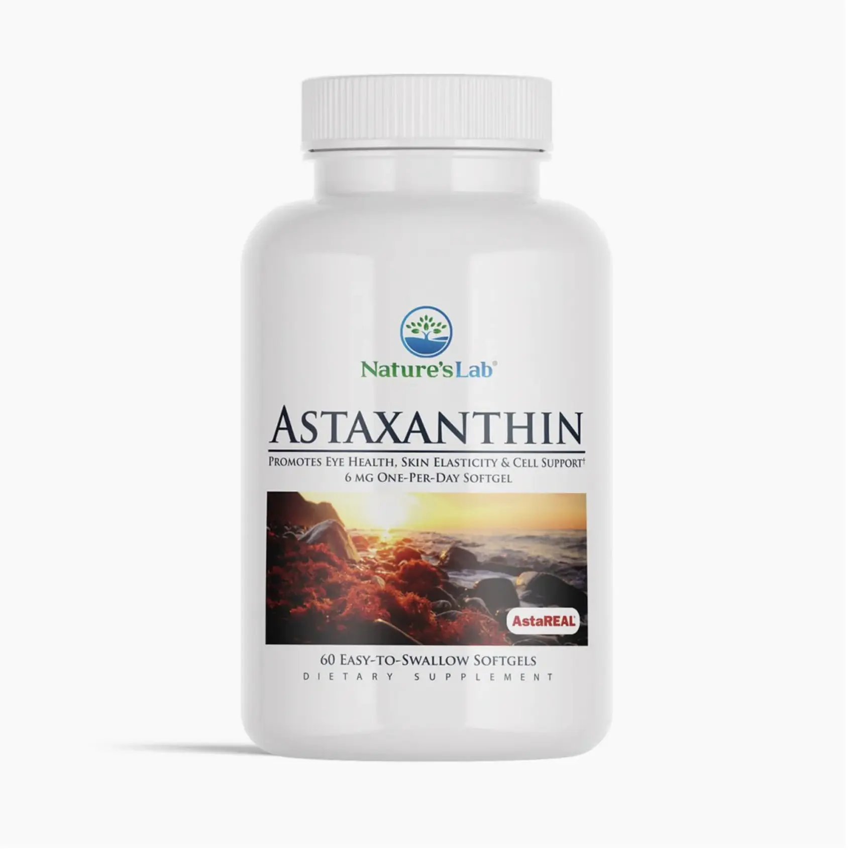Nature's Lab AstaREAL Astaxanthin 6mg – Max Strength Patented Astaxanthin, World's Most Studied Brand – 60 Softgels Supplement Healthcare