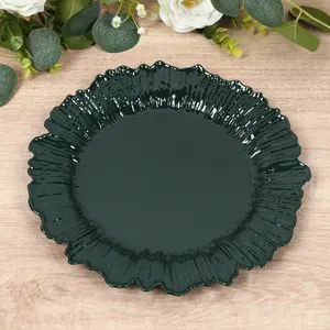 20-Pack 10" Plastic Dinner Plates – Hunter Emerald Green Reef Design Party Plates – Elegant Disposable Tableware
