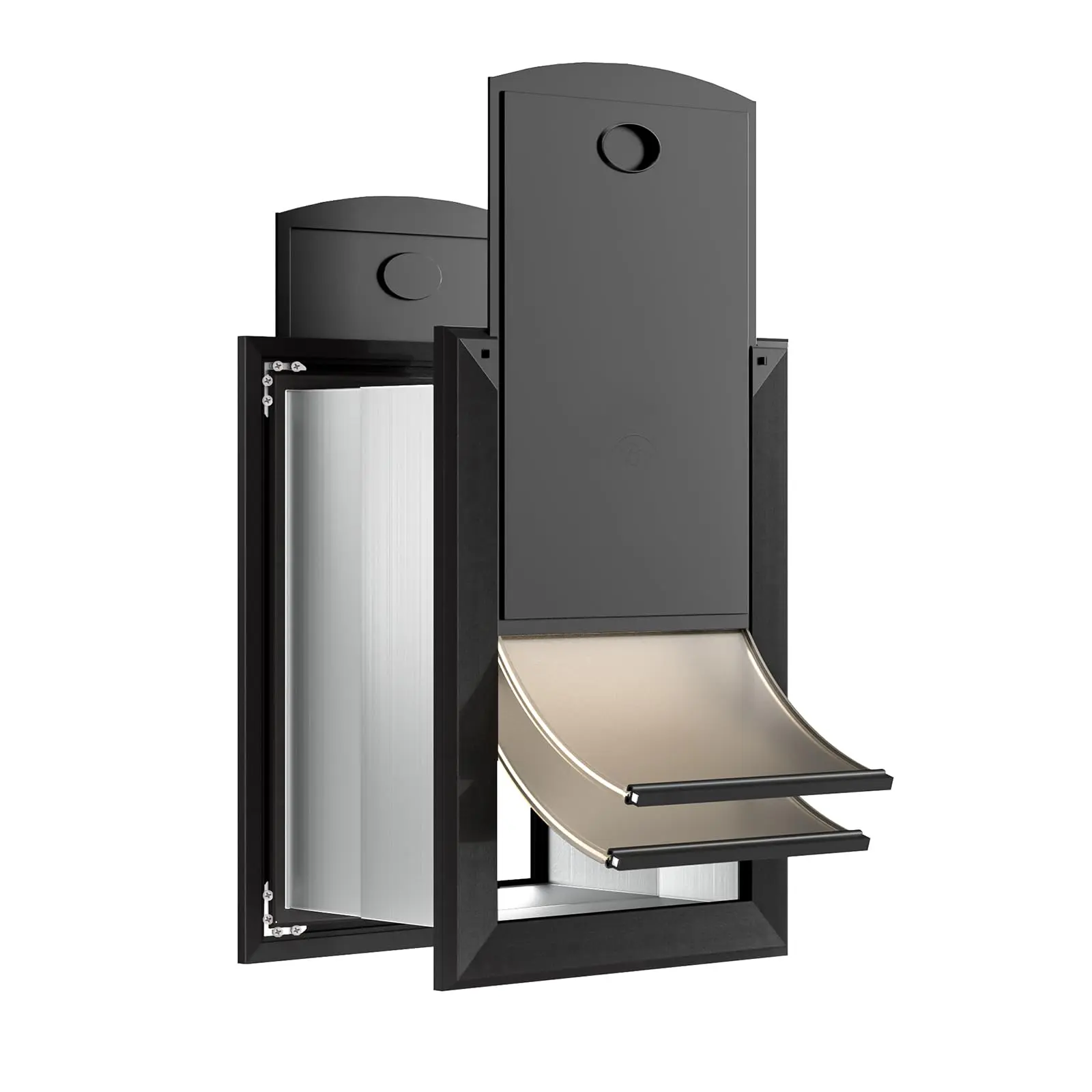 Medium Heavy Duty Dog Door for Wall, Energy Efficient Dog Door Aluminum Frame, Telescoping Tunnel, Double Magnetic Flaps, 2 Sliding Lock Panels, Easy to Install