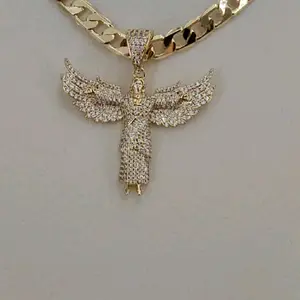 14K Gold Plated Angel Pendant and Chain - Elegant and Stylish
