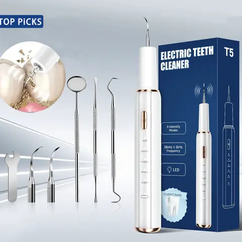 Adjustable Rechargeable Dental Scaler Kit - Oral Irrigator with Replaceable Brush Heads, Teeth Cleansing Tools for Effective Tartar Removal, Personalized Cleaning Experience, Eco-Friendly for Home Daily Use, Ideal Father’s Day Gift