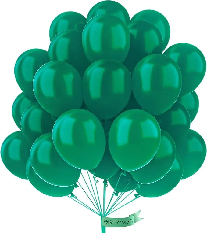 PartyWoo Dark Green Balloons 50 pcs 12 Inch Pearl Hunter Emerald Forest Green Balloons for Baby Shower Graduation Christmas Jungle Safari Birthday Party Decorations Green-Z01