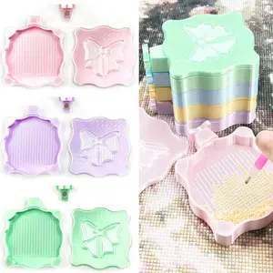 1Pc Cute Bow-Shape Magnetic Diamond Painting Tray with Separate Lid – Easy Sorting & Storage