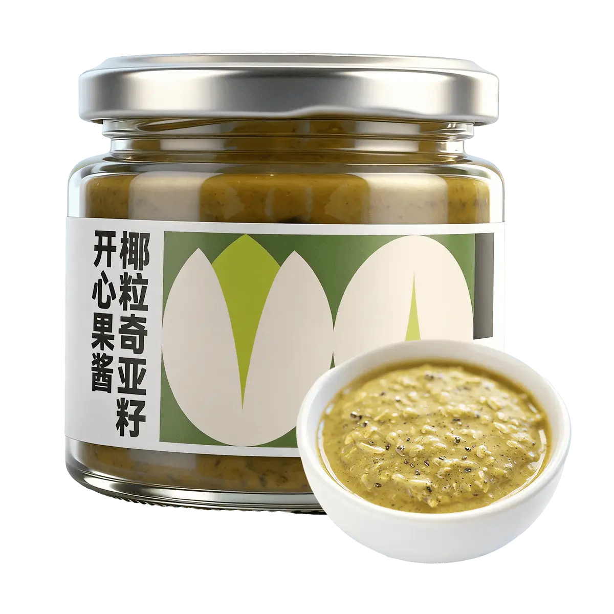 XIACHUFANG Coconut Chia Seed Pistachio Spread 130g - Gourmet Bread Jam, Baking Topping, Yogurt & Ice Cream Sauce