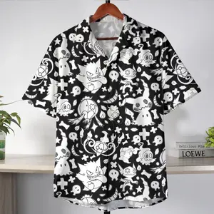 PKM Akuma Type Aloha Pattern Black Soft Girl Summer 2026 – Limited Anime Hawaiian Shirt