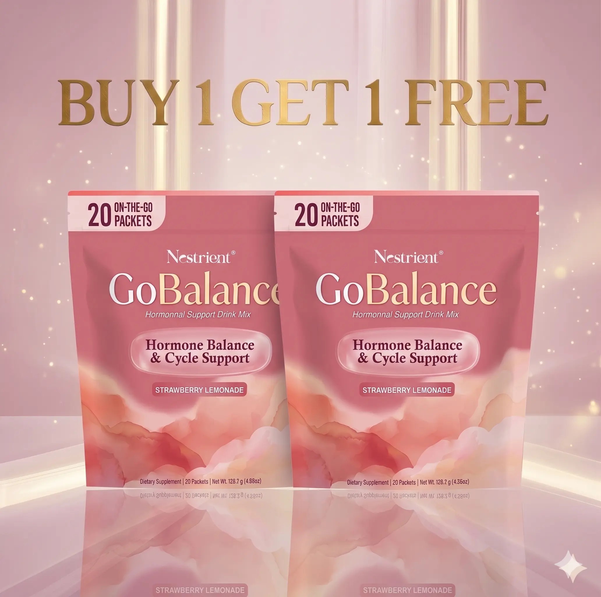 Nestrient GoBalance Natural Hormone Support & Stress Relief Powder Dietary Supplement Multi-Pack - Vitamin, Zinc, Myo-Inositol, Shatavari, Magnesium, L-Theanine for Mood & Cycle Balance, Metabolism, Botanical Extracts - 20 Packets, Minerals, Nestrient Llc