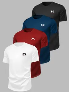 H Brand Sport Print T-Shirt, Pure Cotton Breathable Short Sleeve, Fitness Running, Daily Wear, Skin-Friendly Elasticity, Breathable Workout Shirt, Fitness Shirts