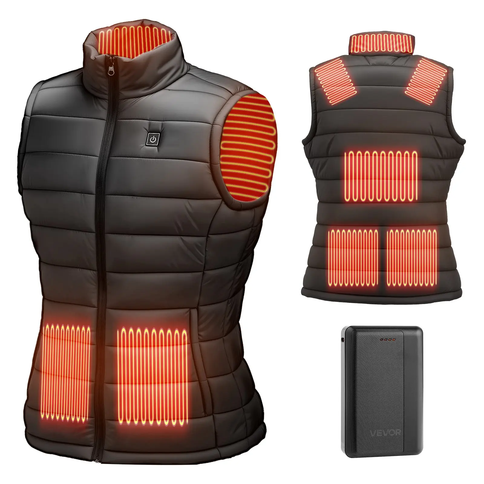 【Summerfinds】 VEVOR Heated Vest, Women Electric Heating Vest with 16000 mAh Battery Pack, 8 Heating Zones Lightweight Rechargeable Winter-Vest with 3 Levels, for Outdoor Hiking Camping Fishing Skiing, Size S, Fitted, Sleevelessdealsfo