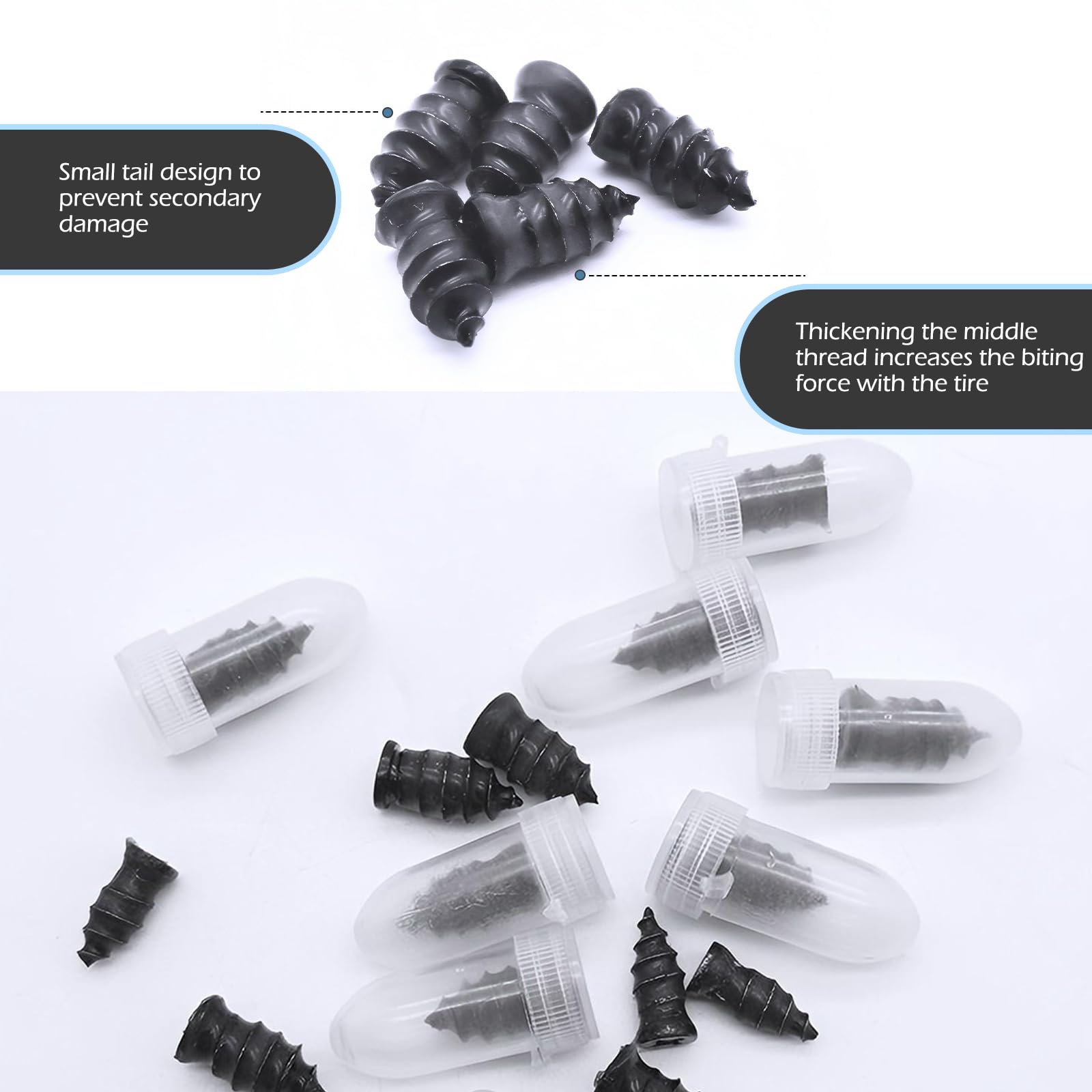 60PCS Tire Repair Rubber Nail Kit, Vacuum Screw In Tire Plugs, Fast Self-Service Wheel Nail Plug Repair Kits, Suitable for Car, Motorcycle, Truck, Tractor Tire Puncture Repair