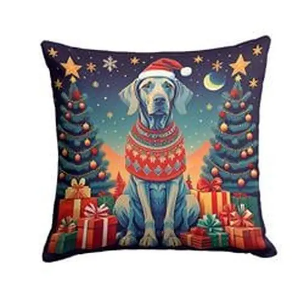 18-in Fabric Pillow, Unisex Weimaraner Christmas Decorative Pillow for Room Decor, House Decor to Add Festive Look & Holiday Cheer