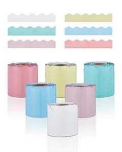 【fathersdaygift】VEVOR Bulletin Board Borders, 6 Rolls 32.8 Feet Scalloped Bulletin Board Borders, Boho Rolled Border Trim with Wavy Line Design, Colorful Pastel Borders for School Classroom Party & Wall Decoration