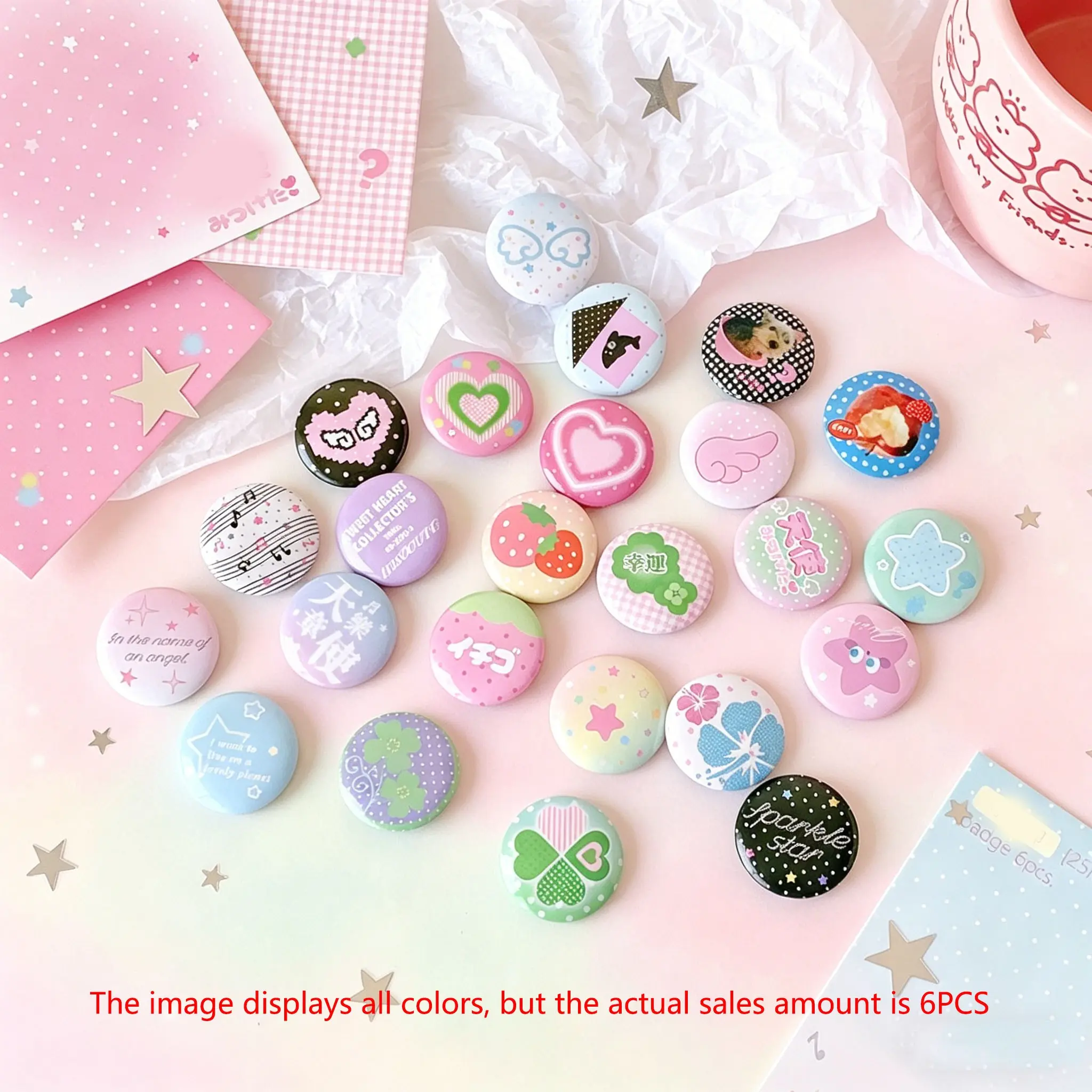 Original 25mm Mini Badge Pin, Cute Cartoon Back Pack Decoration, Student DIY Clothing Accessory, Chest Pin for Fashionable