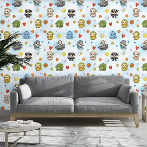 Creative Cartoon Animal Wallpaper, PVC Material, Self-Adhesive, Moisture-Proof, Ideal for Kitchen/living Room/bedroom Decor