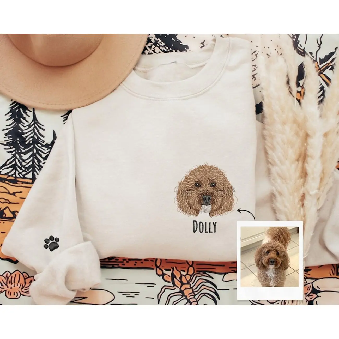 Custom EMBROIDERED Pet Sweatshirt, Custom Dog Portrait, Dog Sweatshirt, Pet Face Shirt Z