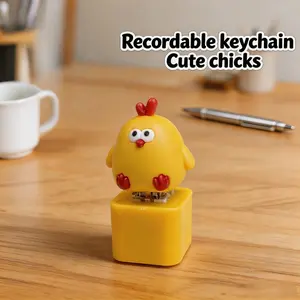 Yellow cock Keychain, Recordable keychain,summervibes, press sound keychain Toy,USB Rechargeable,Interesting&Thoughtful gifts