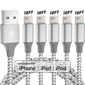 10FT [Apple MFi Certified] Nylon Braided USB A to Lightning USB Fast Charge Super Fast Charging Cable, Compatible with iPhone 14 13 12 11 Pro Max XR XS X 8 7 6 Plus SE iPad Mini