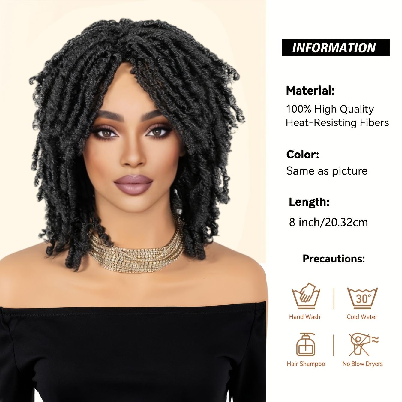 Crochet Short Dreadlock Synthetic Wig for, Suitable for Daily Wear and Parties, 8 Inches