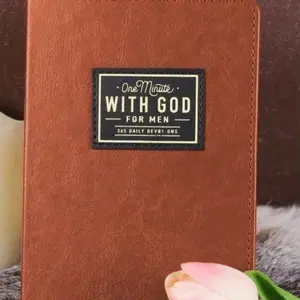One Minute With God for Men Daily Guided Prayer Journal 365 Daily Devotions Brown Leather Cover