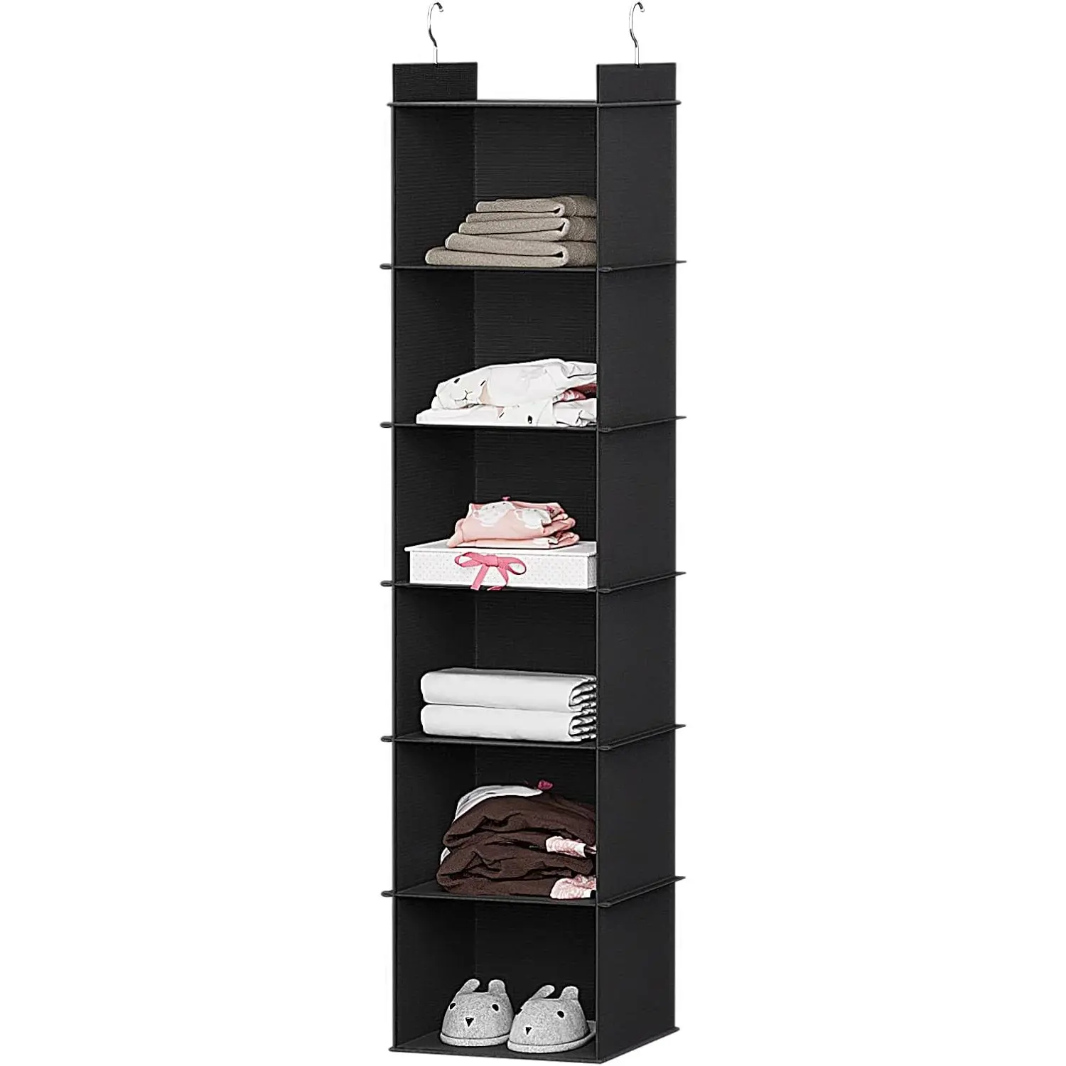 Hanging Closet Organizer, 6-Shelf Closet Hanging Storage Shelves, Black