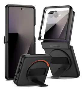 SURITCH for Samsung Galaxy Z Flip7 Case with 360° Rotatable Hand Strap Phone Grip Holder & Invisible Kickstand & Screen Protector, Protective Cover for Flip 7