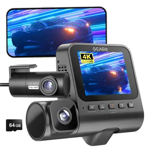 GearIt 3-Channel 4K Dash Cam with GPS & Night Vision Front Inside Rear Coverage 64GB Ultra HD Clarity 24/7 Parking Mode Car Dvr Camera Car Dashboard Camera