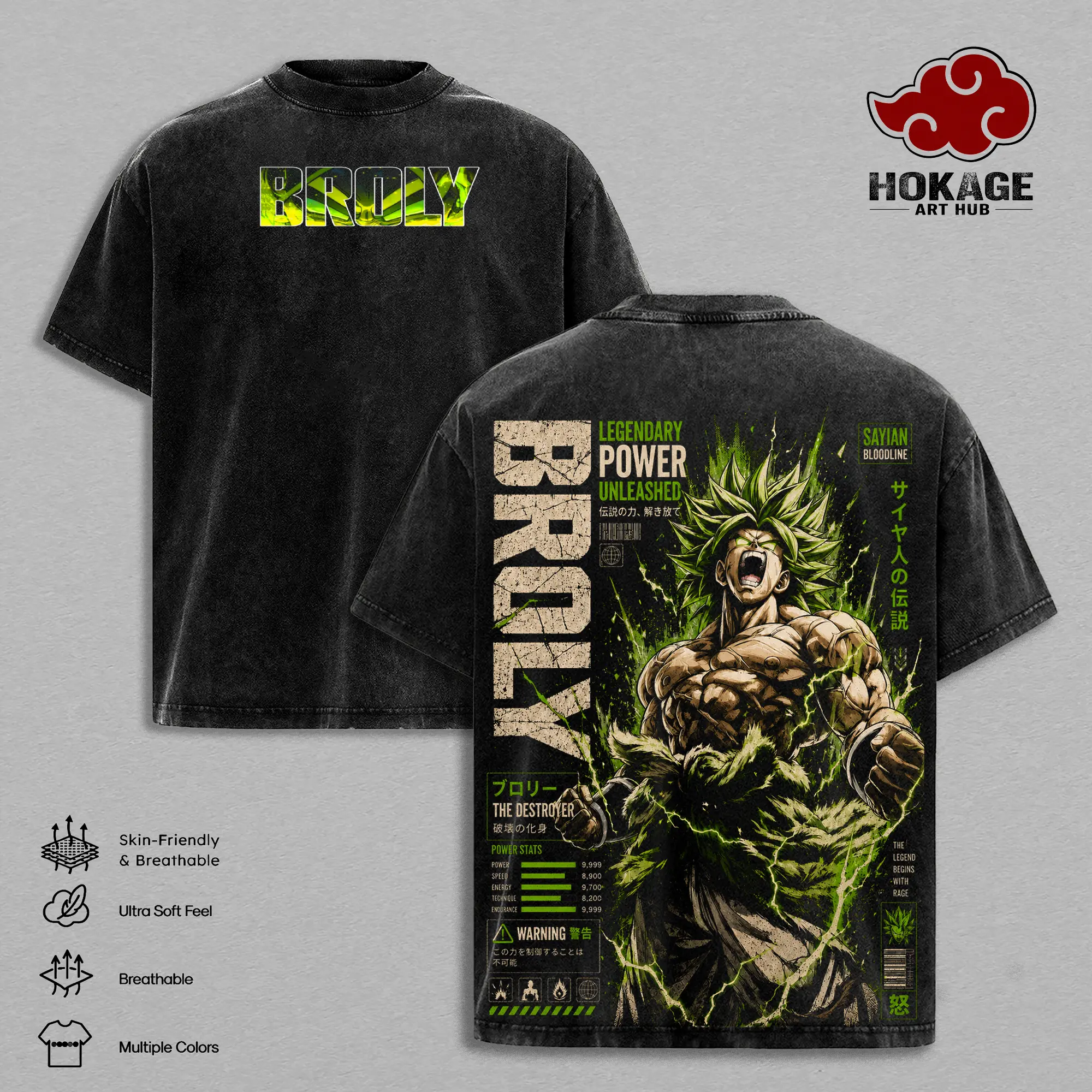 Broly Legendary Super Saiyan DBZ Vintage Washed T-Shirt Saiyan Bloodline Anime Graphic Tee Unleash The Destroyer Streetwear Oversized Shirt Gift for Anime Fans