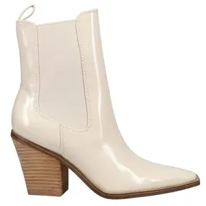 Chinese Laundry Womens Tevin Round Toe Chelsea Casual Boots Ankle Mid Heel 2-3" - Off White