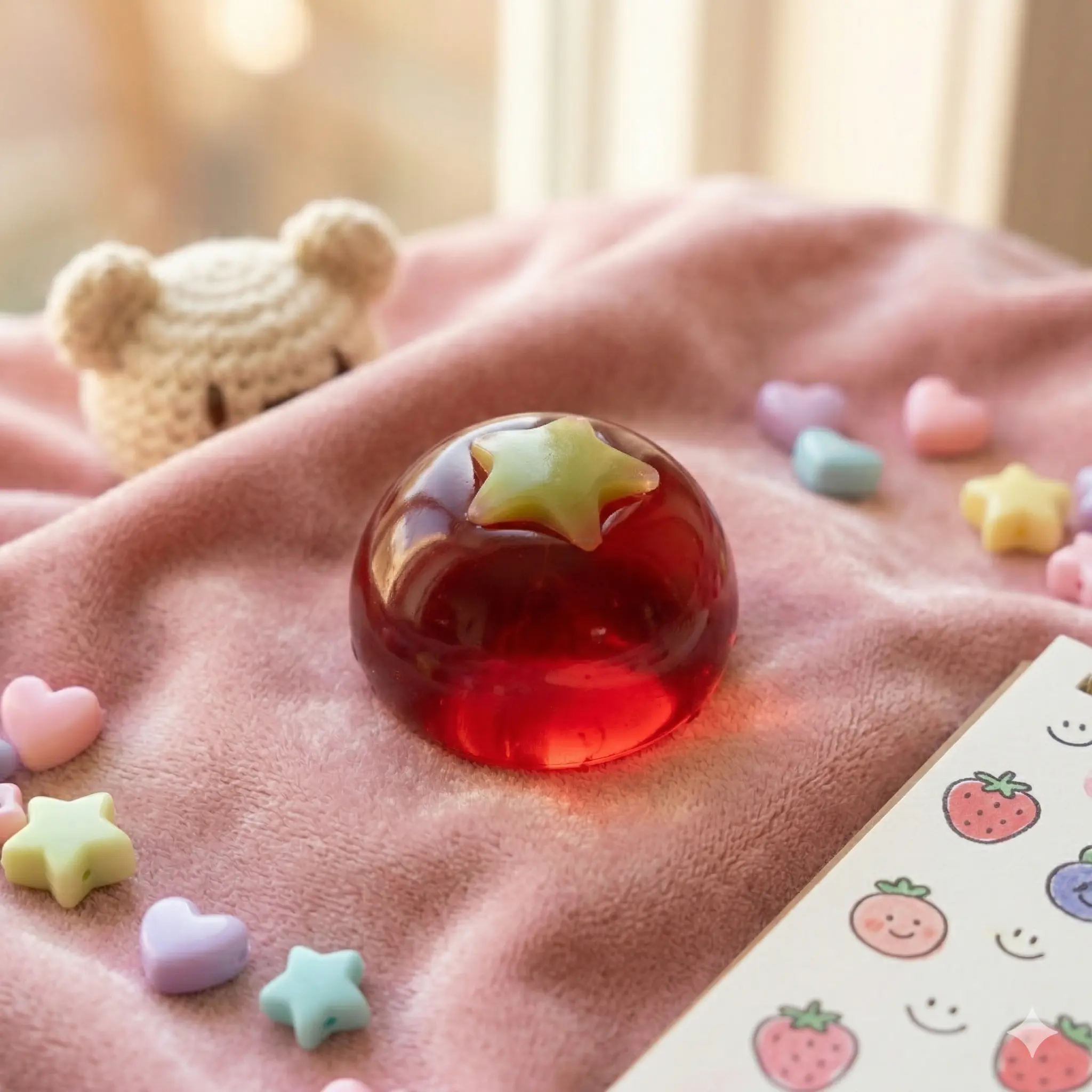 Pawtoto Crystal-Clear Cherry Tomato Squishy Stress Ball - Handmade Food-Grade Silicone, Creamy Clay Feel, Soft, Quick Rebound, No-Net Design, Kawaii Fruit Sensory Tool, Squeeze Ball, Fidget Stress Relief Toy, Squishy Stress Balls