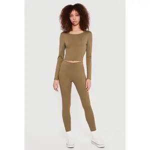 High Waisted Decorative Stitch Leggings