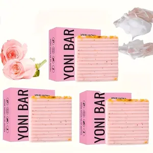 Natural Yoni Soap Bar, 3-Pack Feminine Wash for Women, Supports pH Balance, Moisturizes & Brightens Skin for Daily Intimate Hygiene