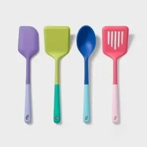 4pc Silicone Kitchen Utensil Set Purple/Green/Blue/Pink Cooking & Baking Tools, Dishwasher-Safe