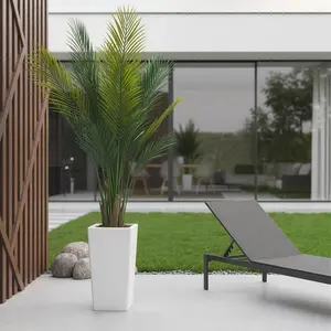 Garvee 5-Foot Artificial Palm Tree with Realistic Tropical Leaves, UV-Resistant, High White Pot, Maintenance-Free for Indoor and Outdoor Use, Perfect Floor Plant for Patio